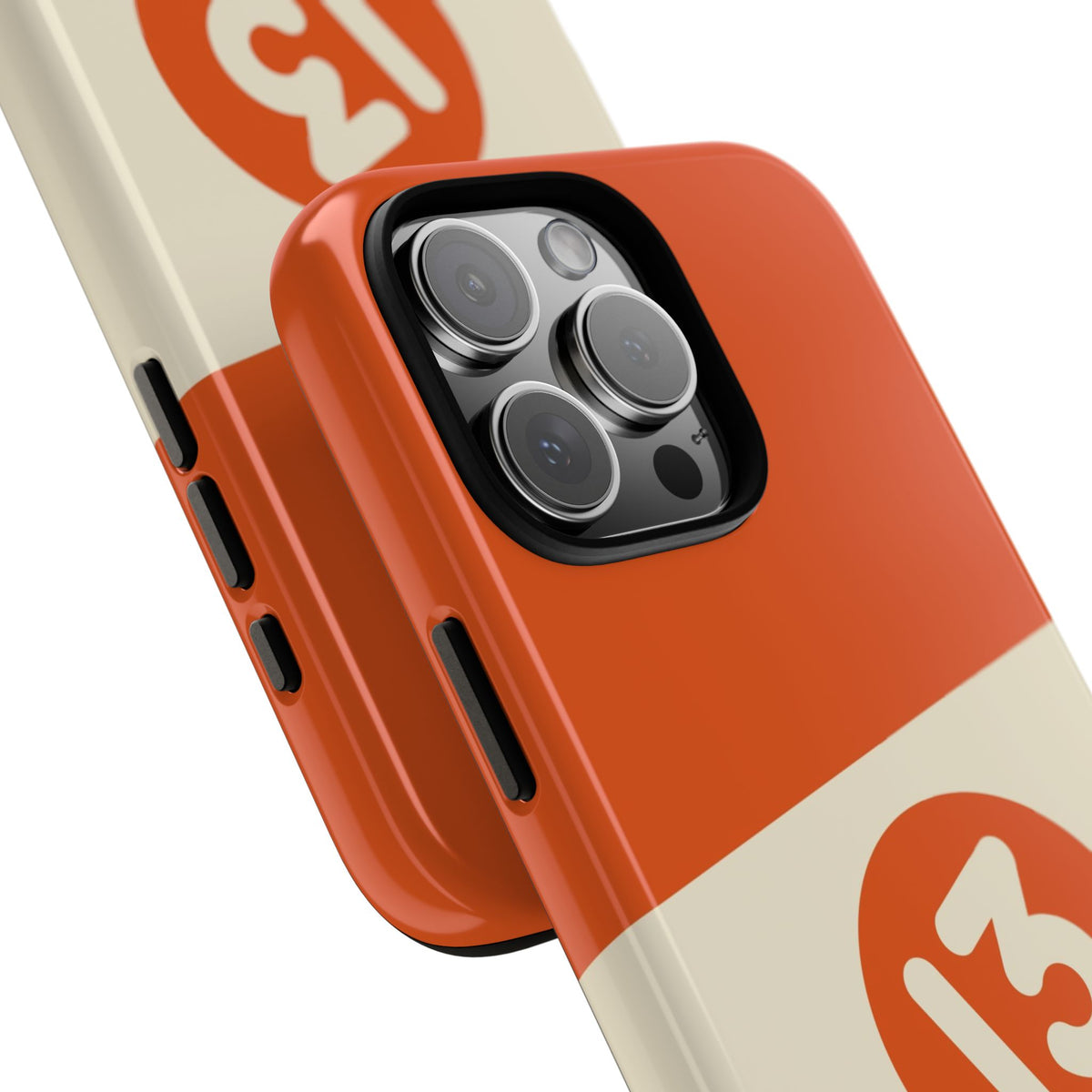 13 Ball Orange Tough Case close-up