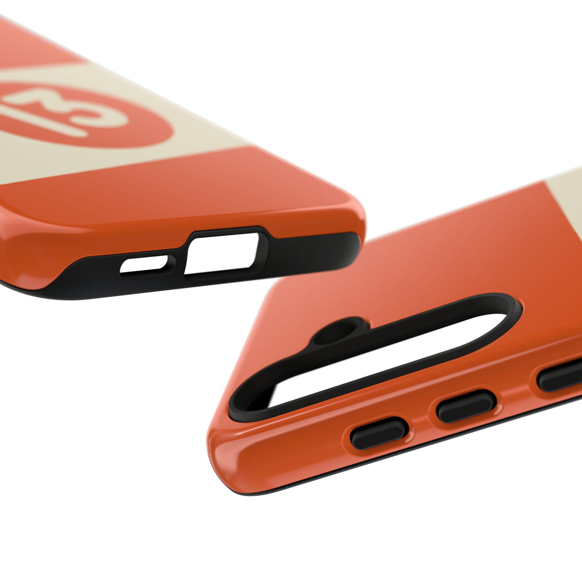 13 Ball Orange Tough Case, edge and port detail