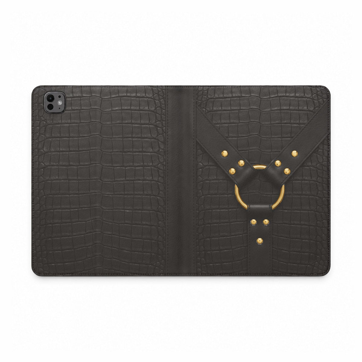 Croc Harness Black Gold iPad Case