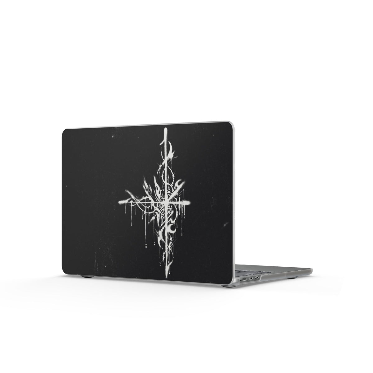 Graffiti Sigil White on Black MacBook Case