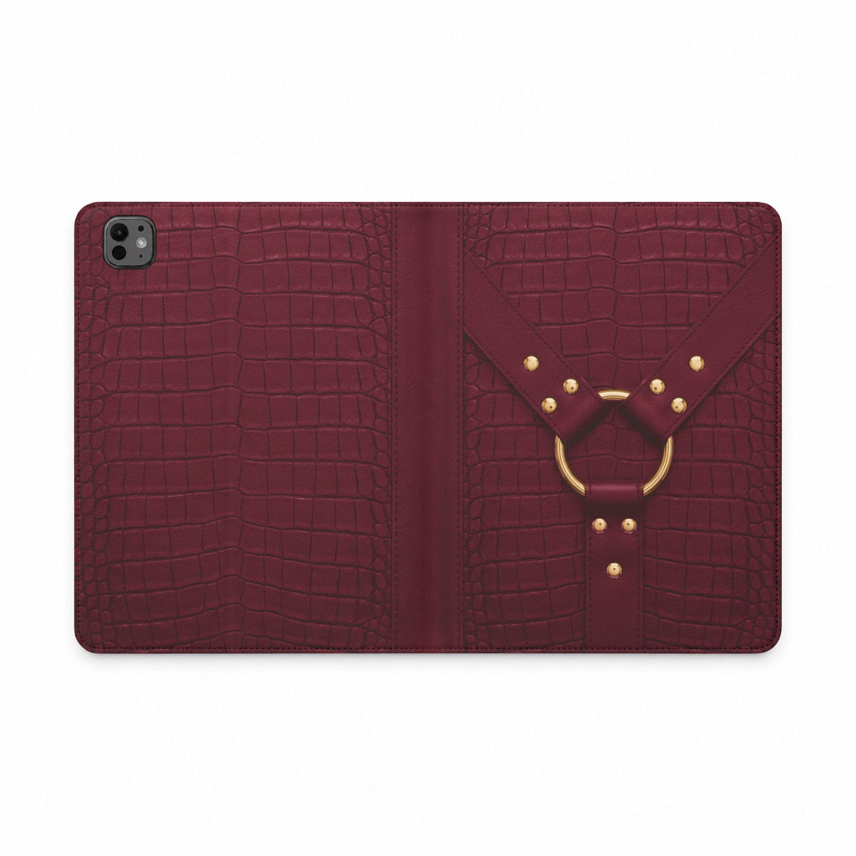 Croc Harness Burgundy Gold iPad Case