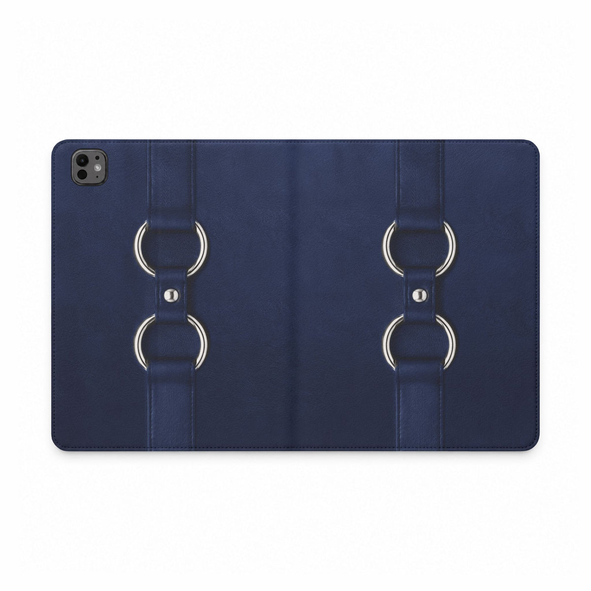 Double Ring Navy Silver iPad Case