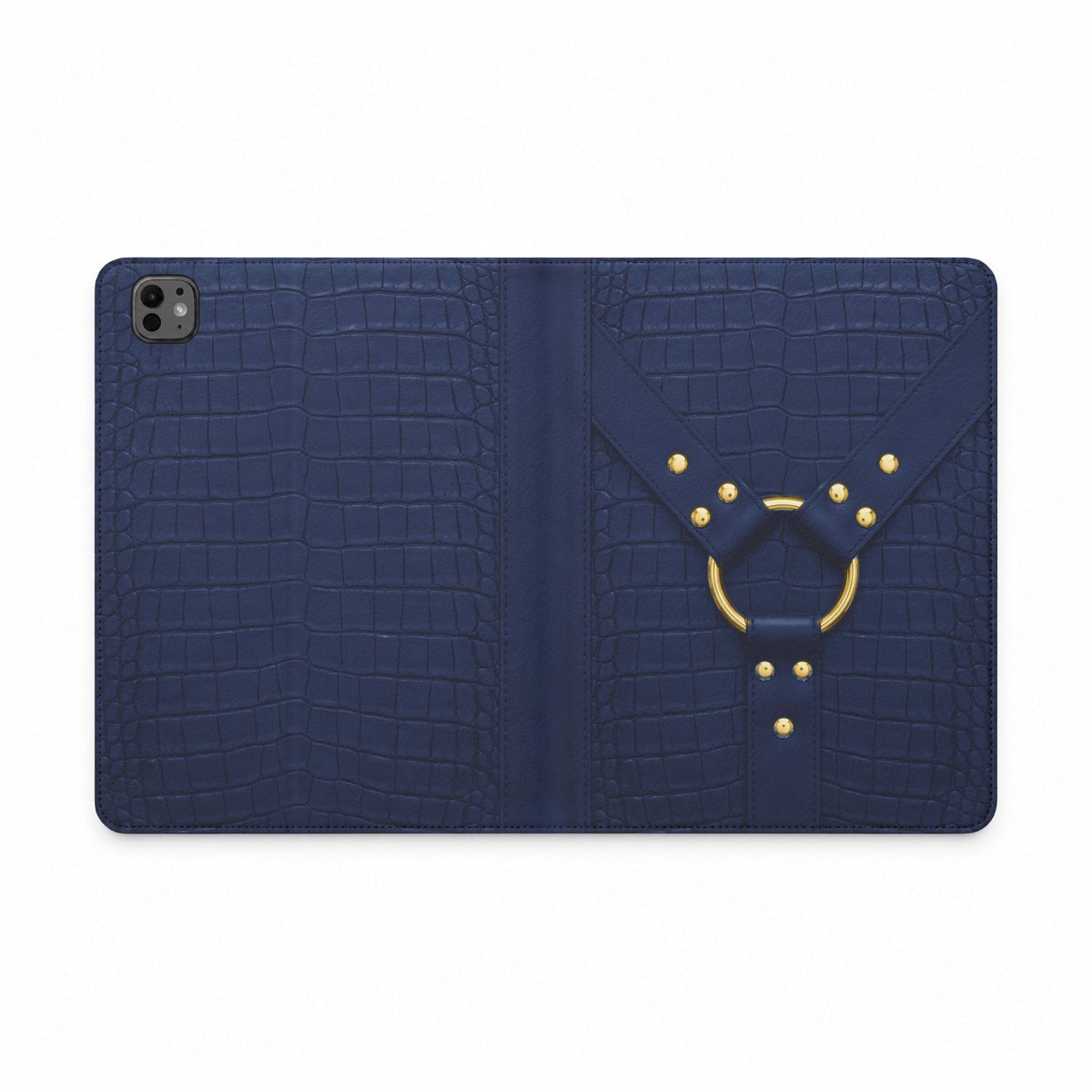 Croc Harness Navy Gold iPad Case
