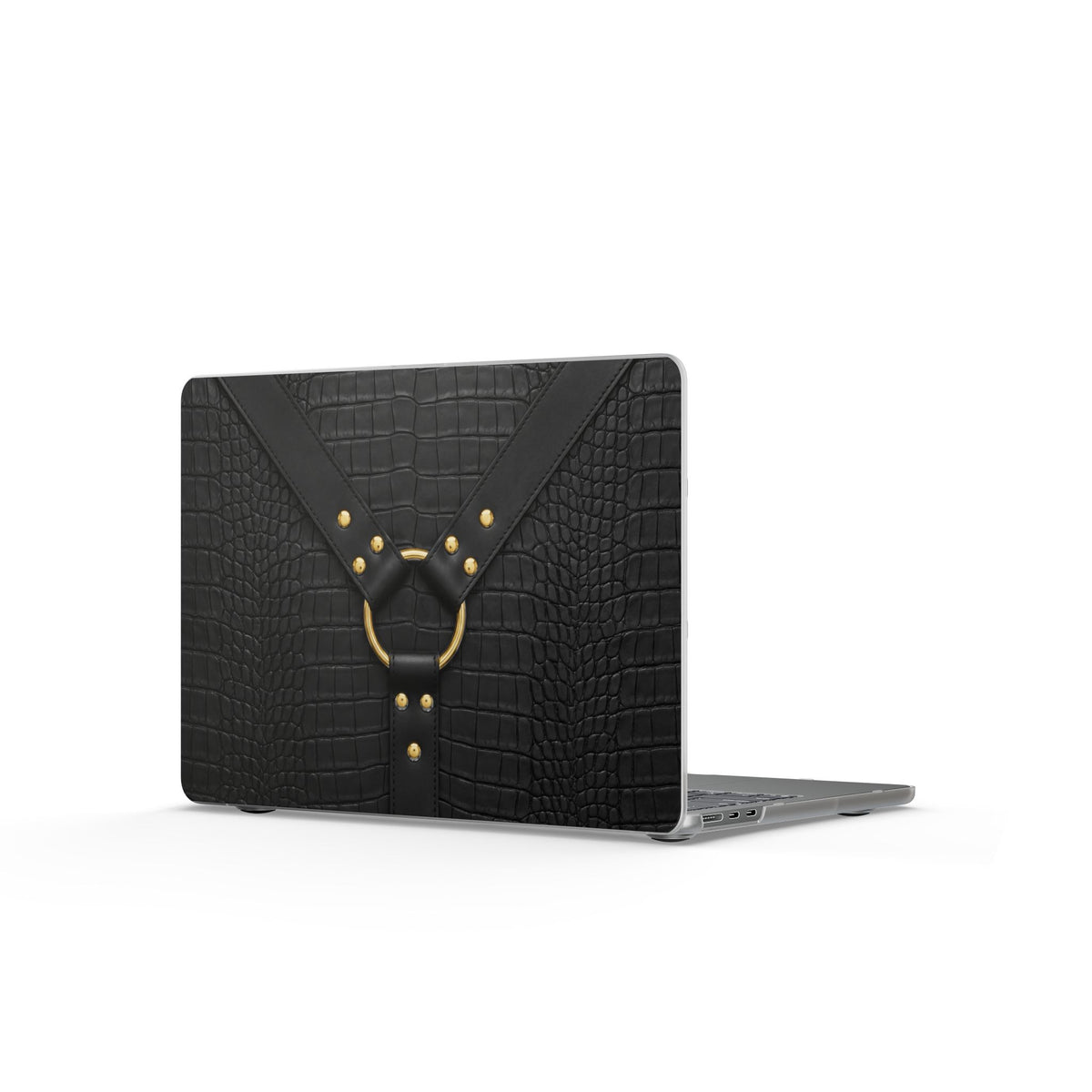 Croc Harness Black Gold MacBook Case