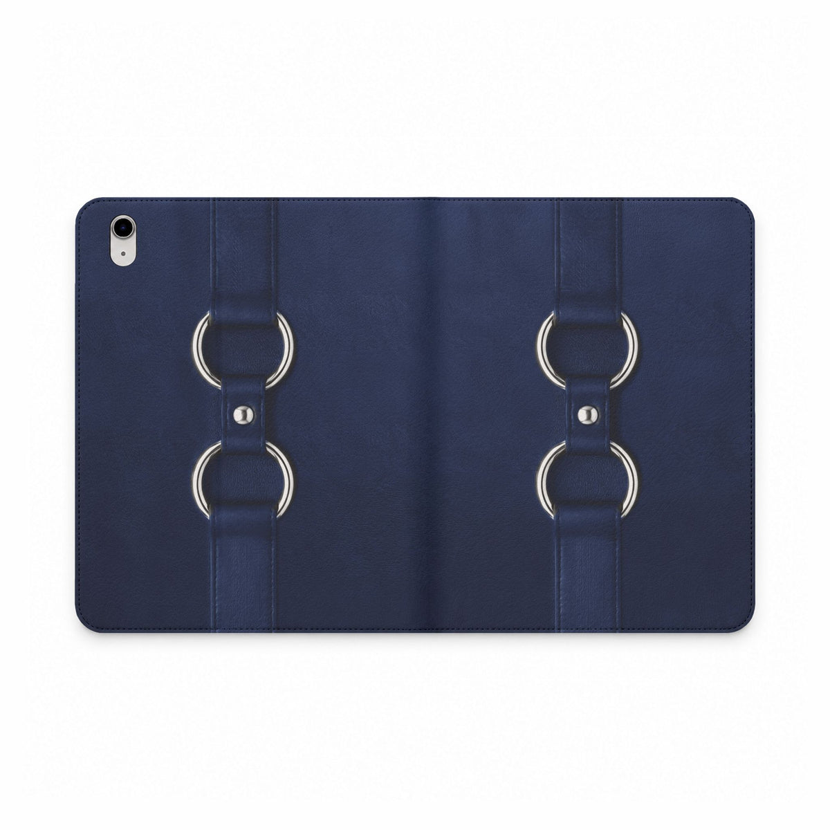 Double Ring Navy Silver iPad Case