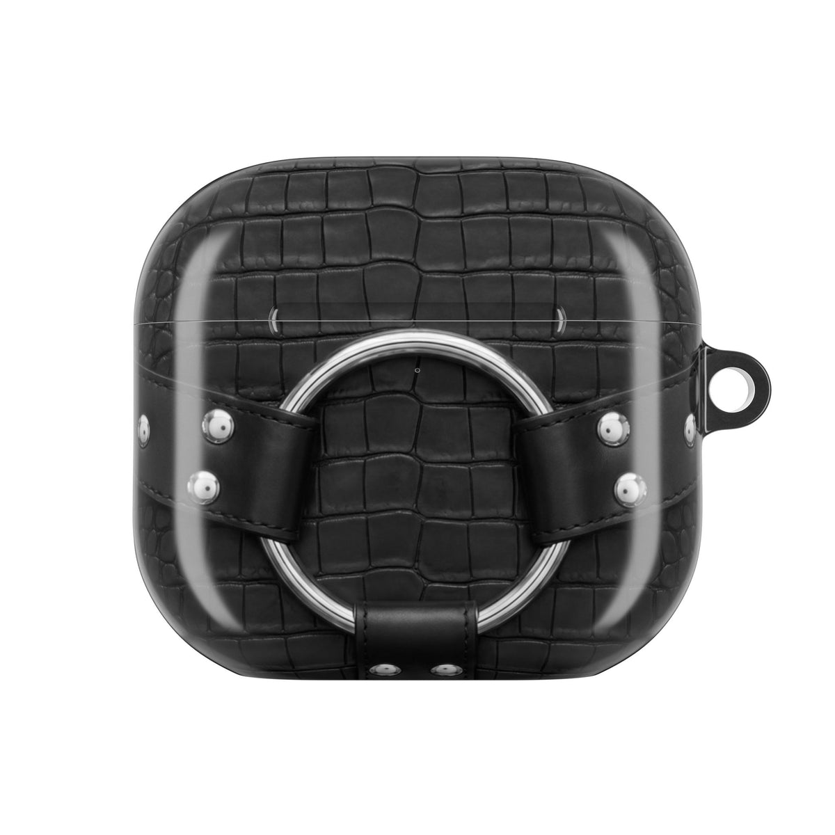 Croc Harness Black Silver AirPods Case front