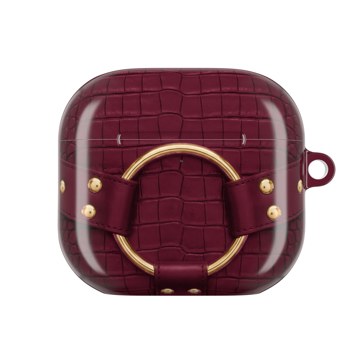 Croc Harness Burgundy Gold AirPods Case front