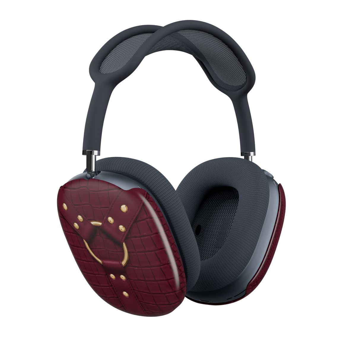Croc Harness Burgundy Gold AirPods Max Case