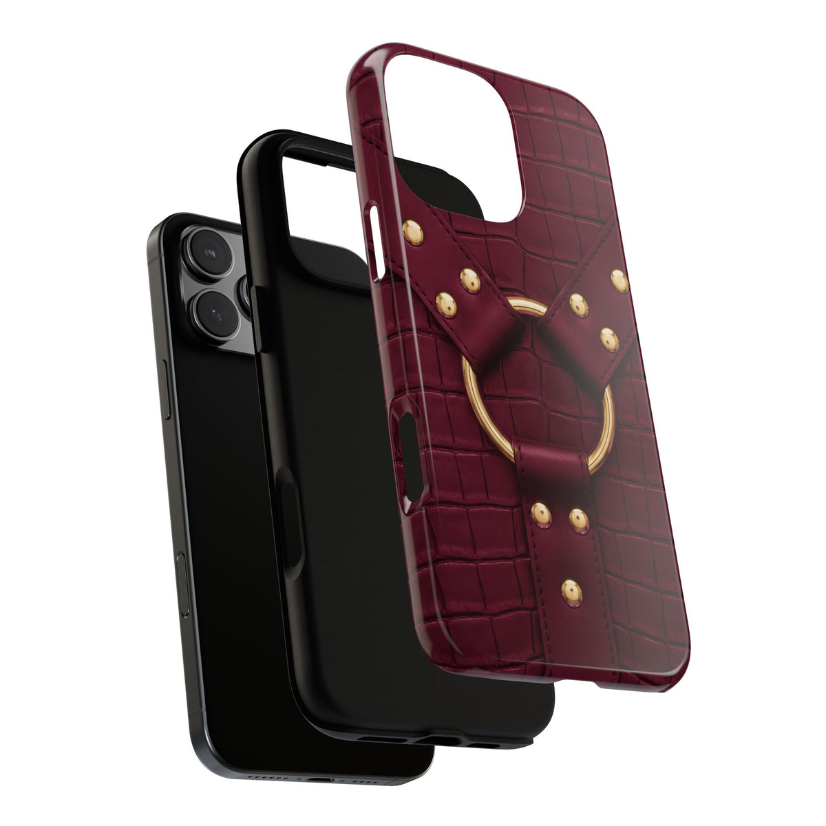 Croc Harness Burgundy Gold Tough Case layers