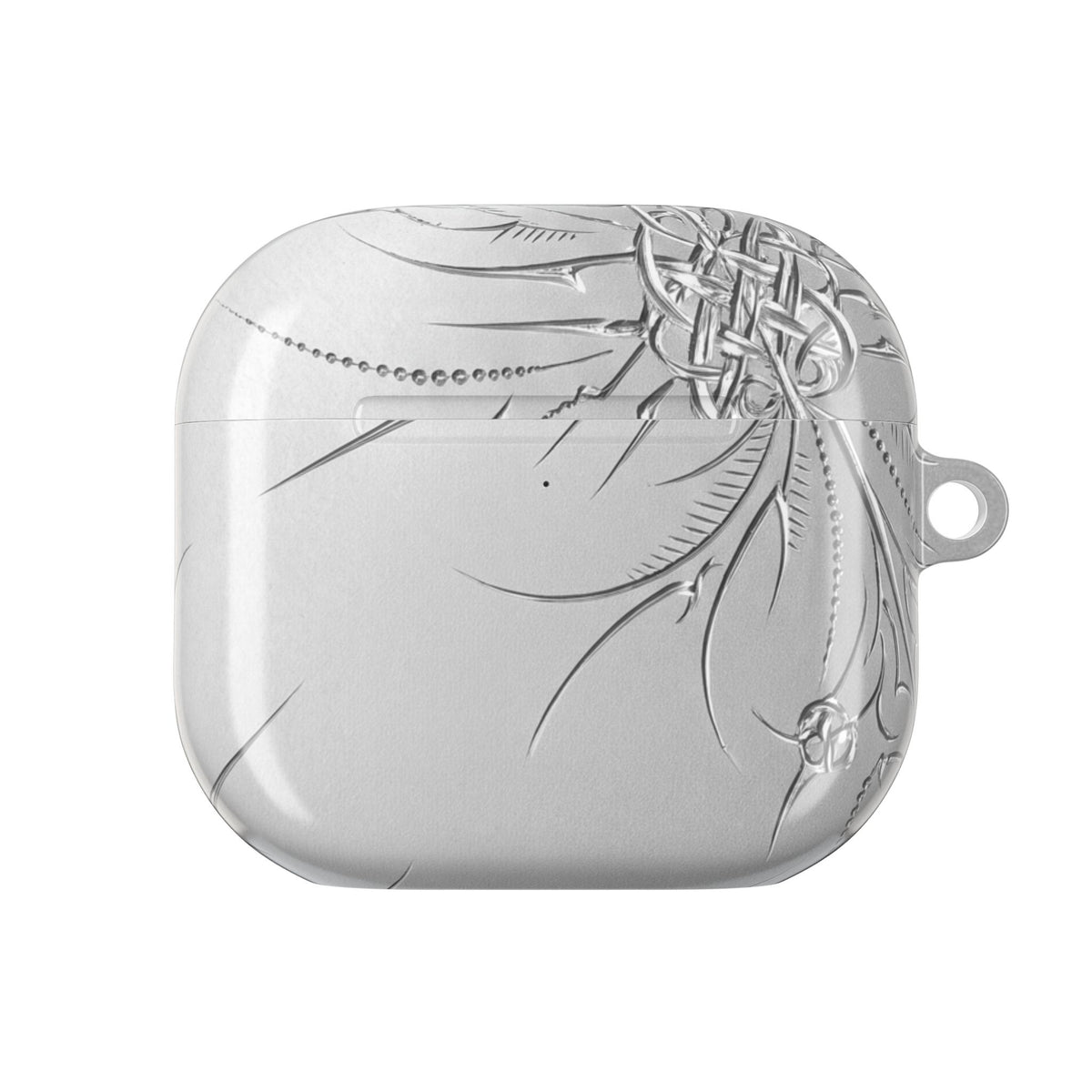 Etched Sigil Silver AirPods Case front