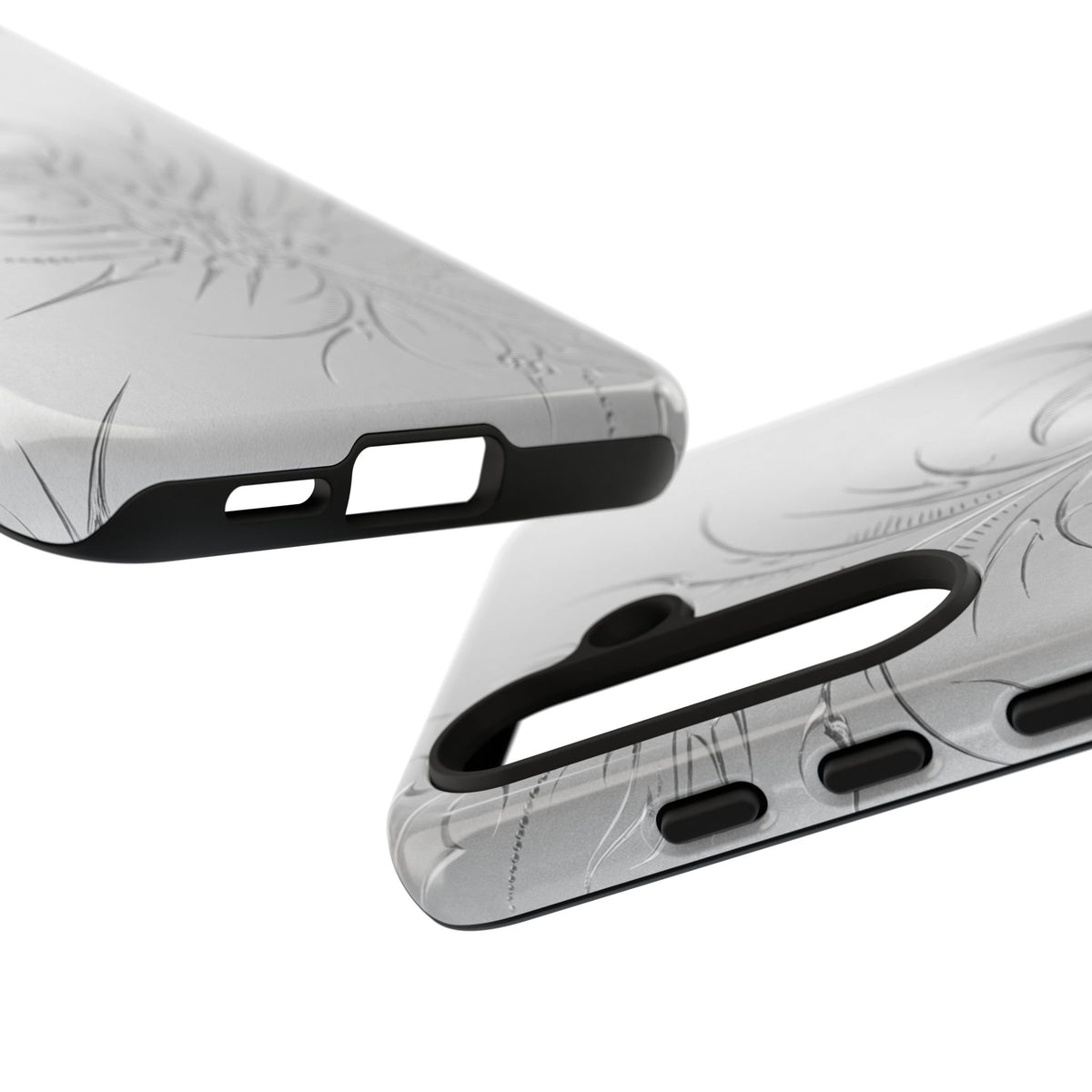 Etched Sigil Silver Tough Case, edge and port detail