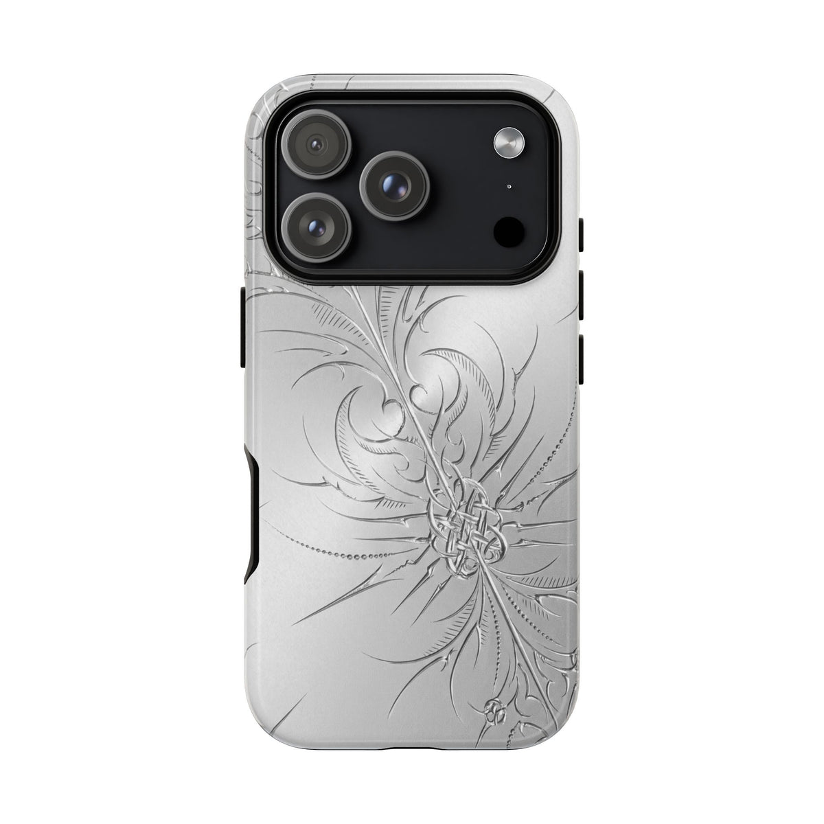Etched Sigil Silver Tough Case on iPhone 18 Pro