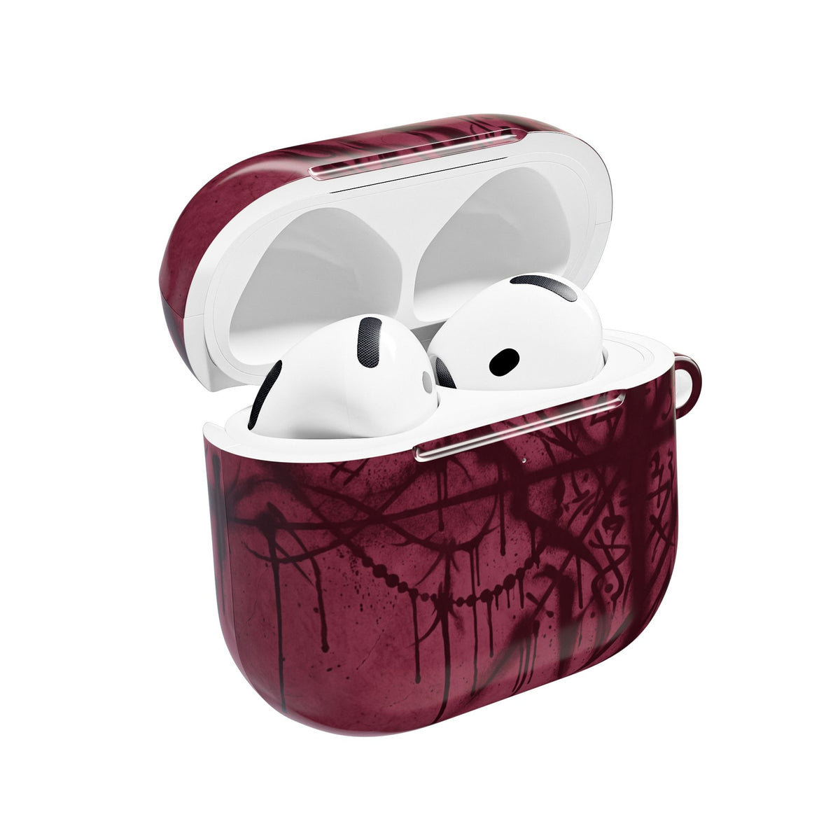 Graffiti Sigil Burgundy AirPods Case open