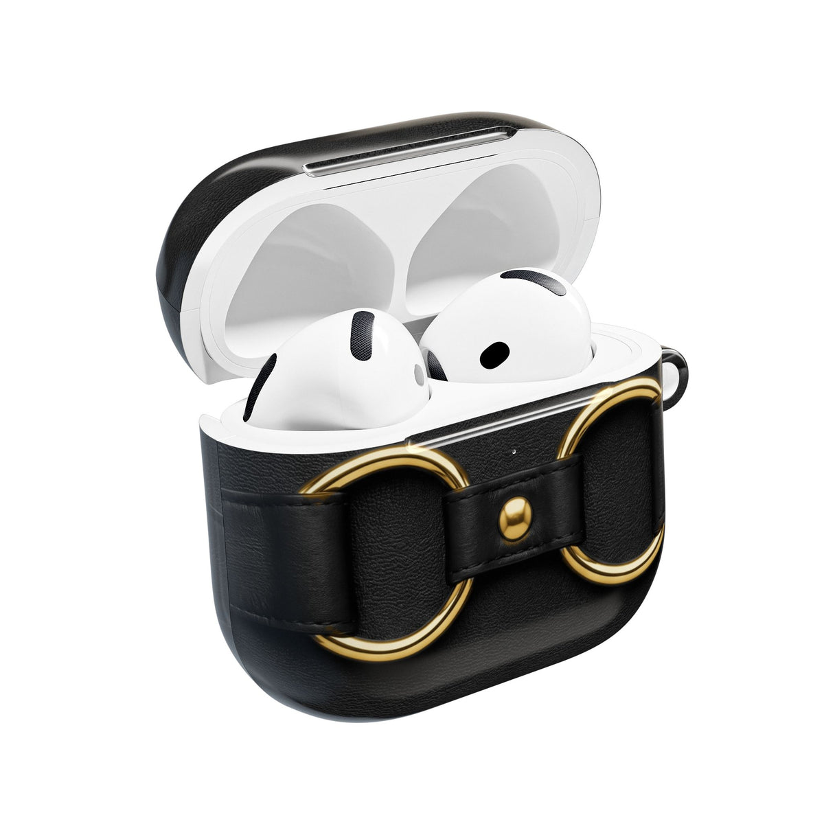 Double Ring Black Gold AirPods Case open