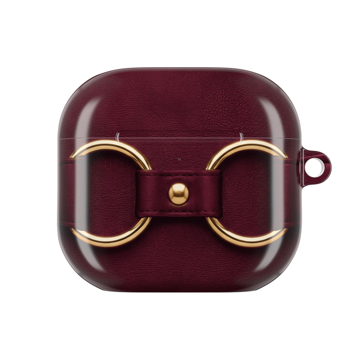 Double Ring Burgundy Gold AirPods Case front