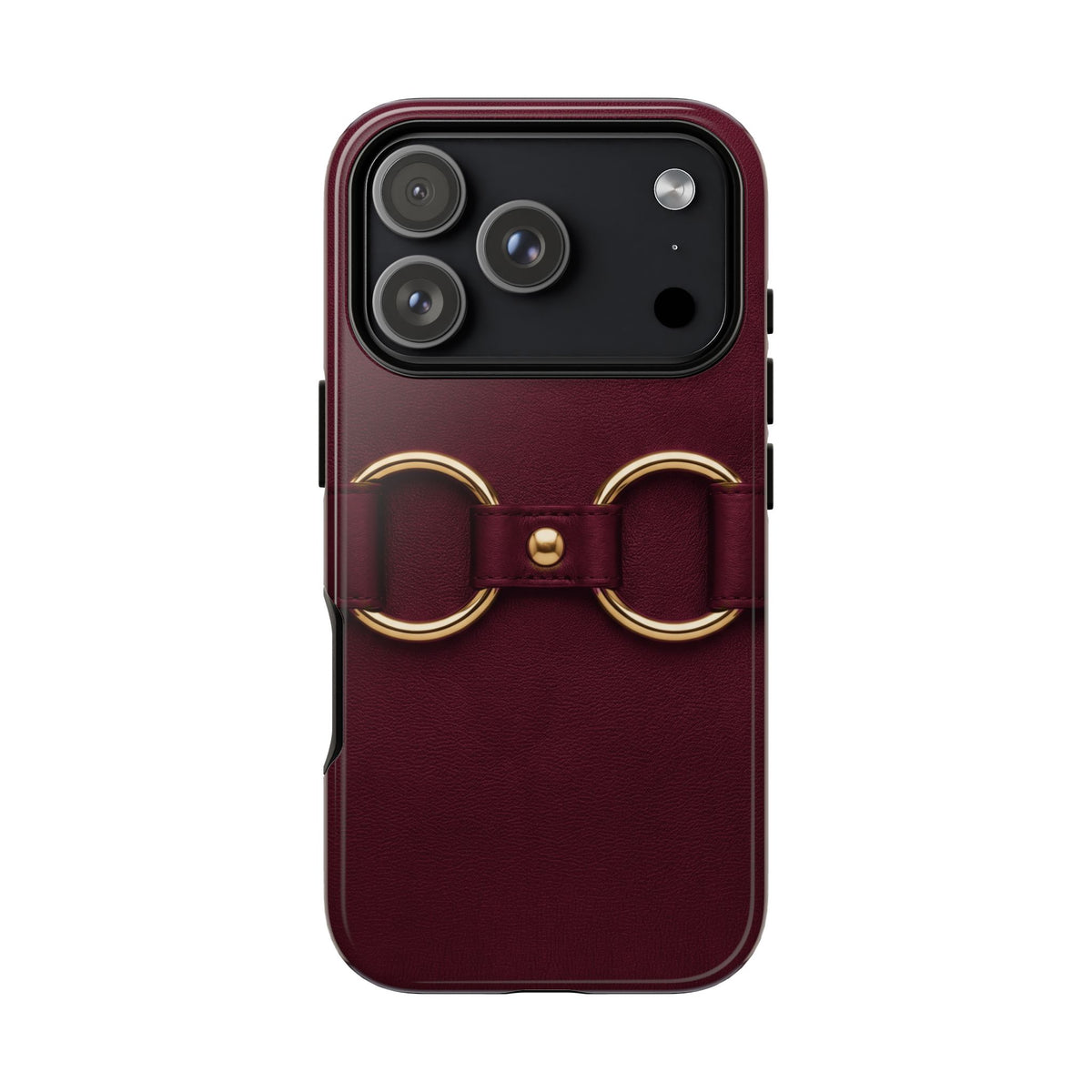 Double Ring Burgundy Gold Tough Case on iPhone 18 Pro
