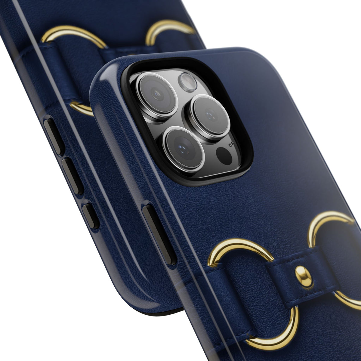 Double Ring Navy Gold Tough Case close-up