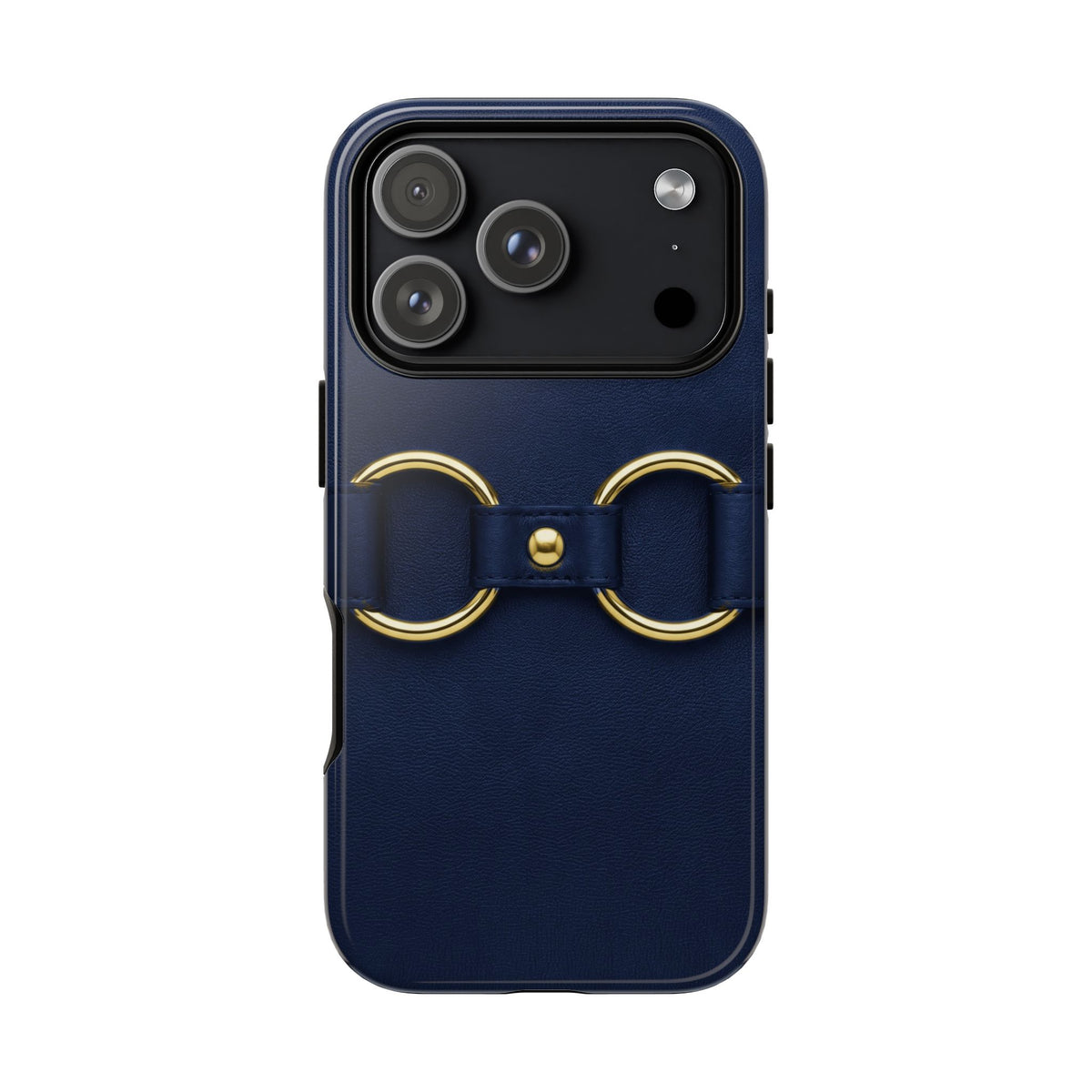 Double Ring Navy Gold Tough Case on iPhone 18 Pro