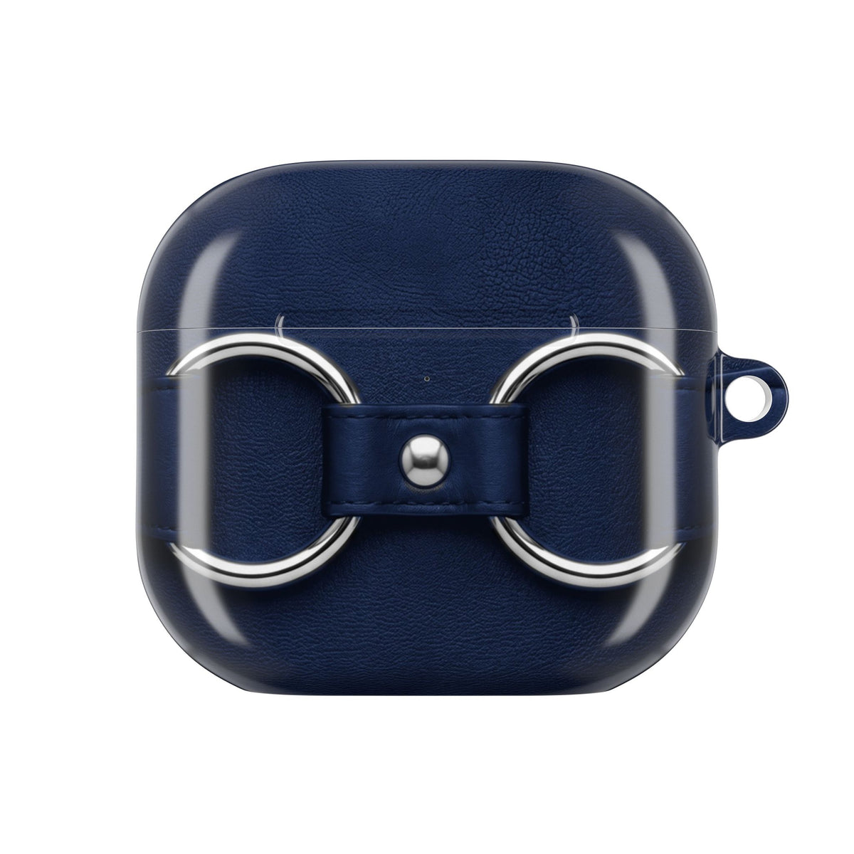 Double Ring Navy Silver AirPods Case front