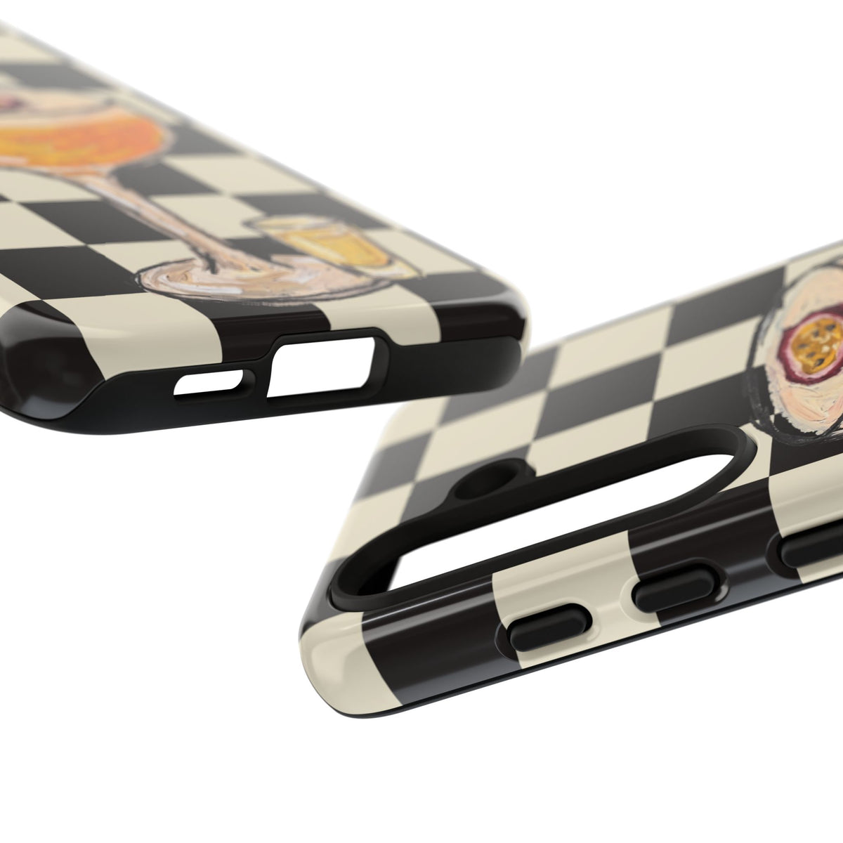Passionfruit Martini Checker Tough Case, edge and port detail
