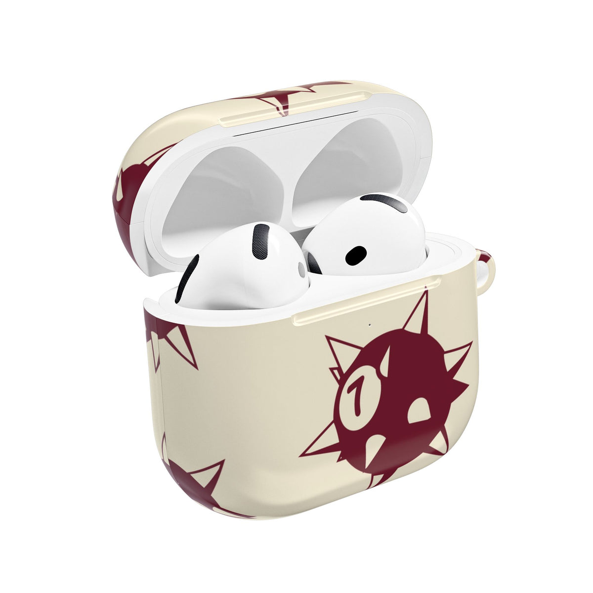 Spiky 7 Balls Burgundy AirPods Case open