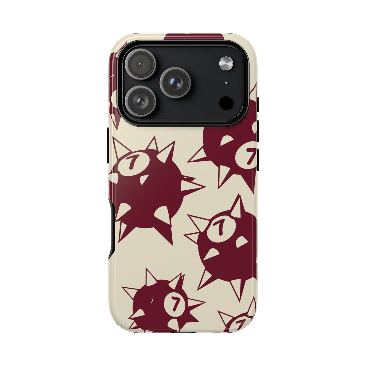 Spiky 7 Balls Burgundy Tough Case on iPhone 18 Pro