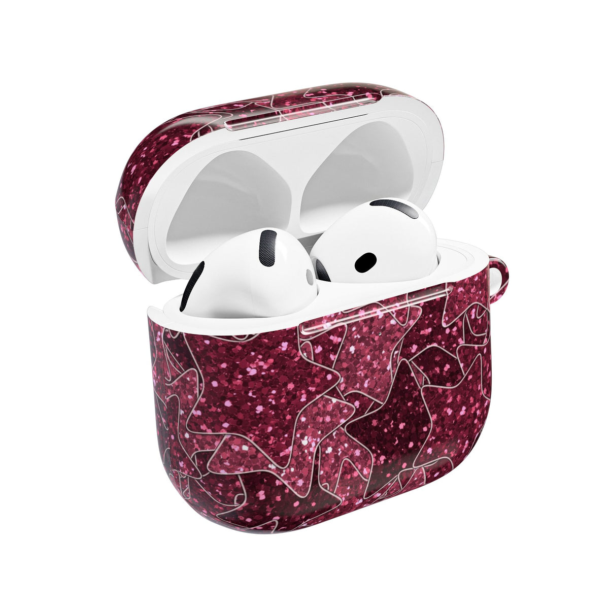 Star Stickers Burgundy AirPods Case open