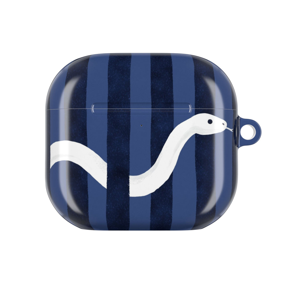 Navy Snake Stripes AirPods Case front