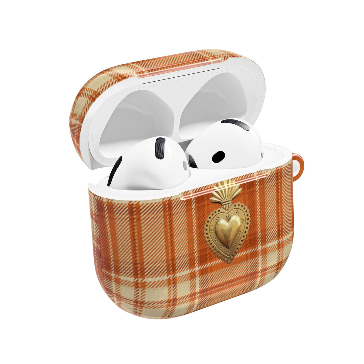 Tartan Sacred Heart AirPods Case open