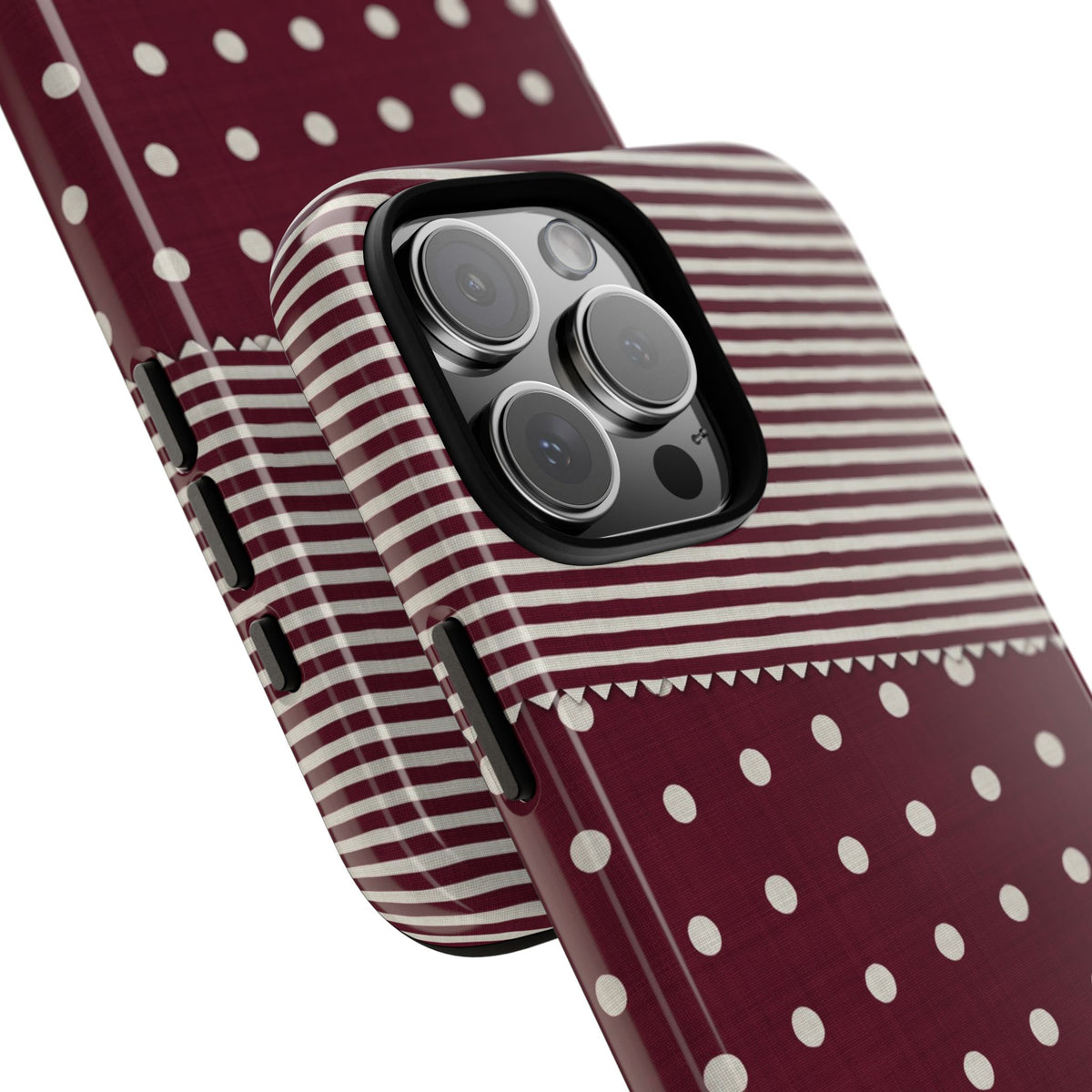 Textile Swatches Burgundy Tough Case close-up