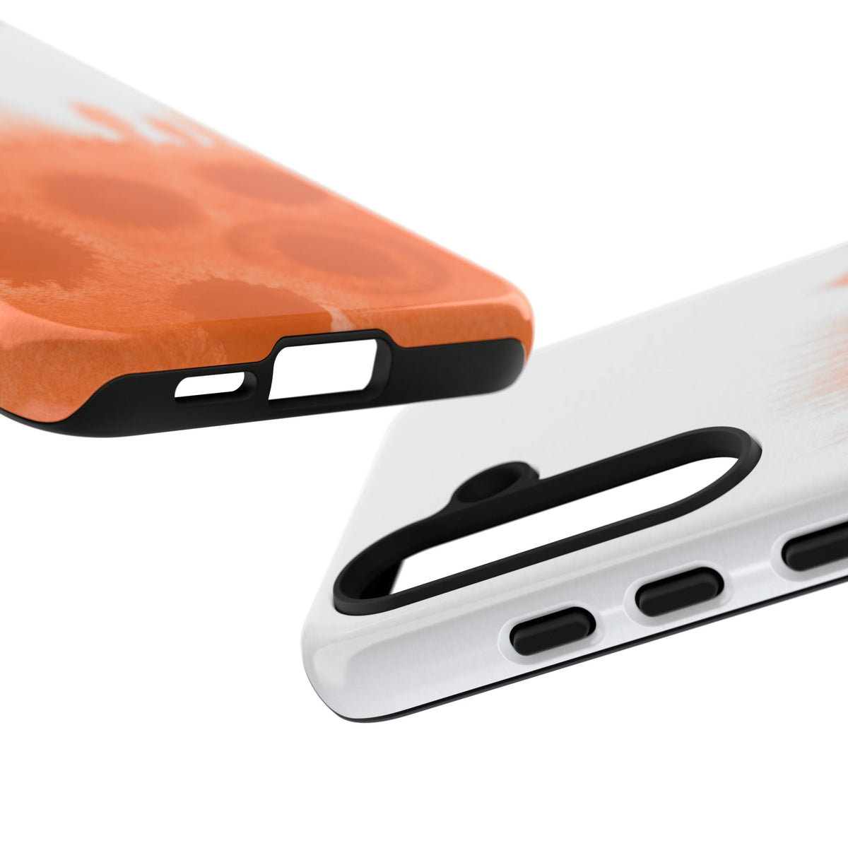 Watercolour Bleed Orange Tough Case, edge and port detail